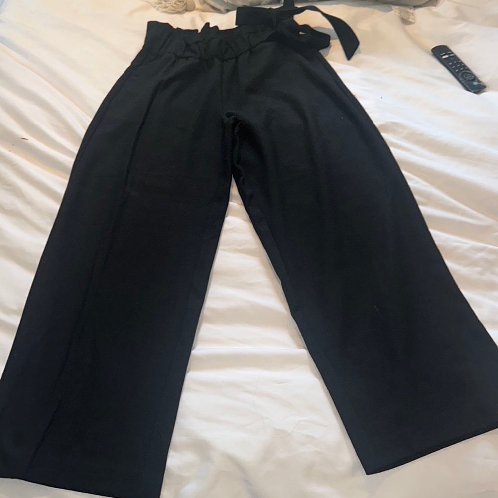 Zara elastic waist cropped wide leg pants size xs